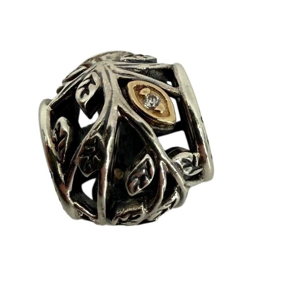 NWT Pandora Family Tree Charm 791205CZ Sterling Silver 14k Gold Cubic Zirconia - Picture 8 of 9